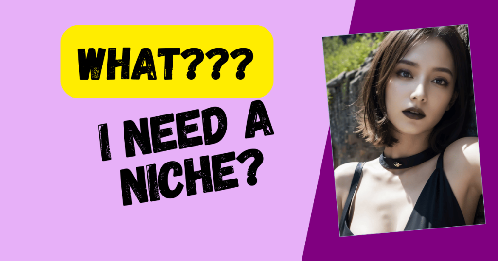 Illustration depicting seven profitable niches for OnlyFans creators, including fitness, cosplay, music, cooking, art, wellness, and education